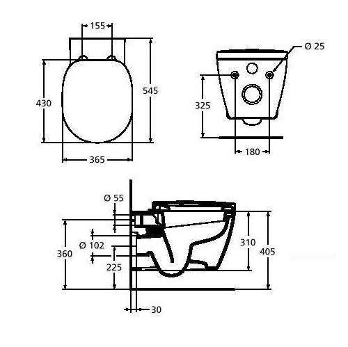 Vas wc Ideal Standard Connect, suspendat, alb - E803501