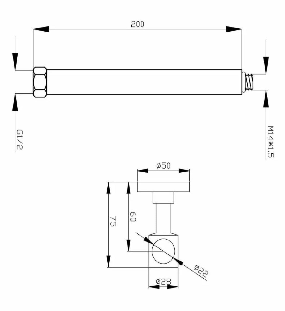 Prelungitor coloana de dus Ferro,1 suport crom inclus - ELP20-NP71