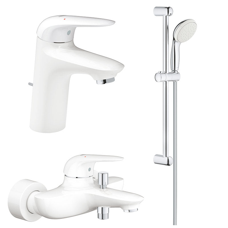 Pachet 3 in 1 baterii baie Grohe Eurostyle, marimea S, alb,maner plin  (23726LS3,23707LS3,27853001)