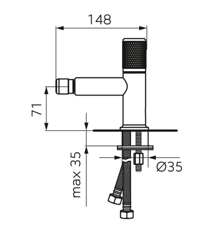 Baterie bideu FDesign Ardesia cu ventil, negru/aur roz - FDSFD1-ARD-6-25