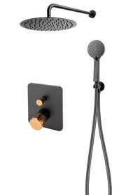 Sistem de dus incastrat FDesign Ardesia negru/rose gold - FDSFD1-ARD-7PSET1-25