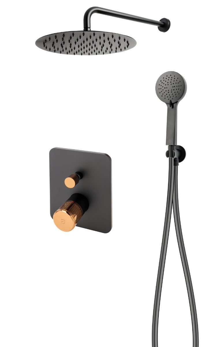 Sistem de dus incastrat FDesign Ardesia negru/rose gold - FDSFD1-ARD-7PSET1-25