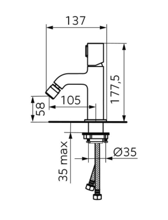Baterie bideu FDesign Meandro cu ventil, crom - FDSFD1-MDR-6-11