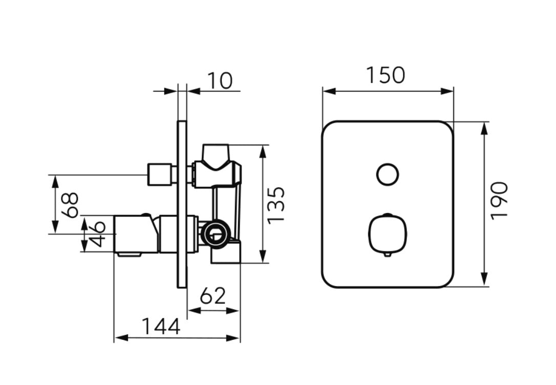 Baterie dus FDesign Meandro, corp ingropat inclus, crom - FDSFD1-MDR-7P-11