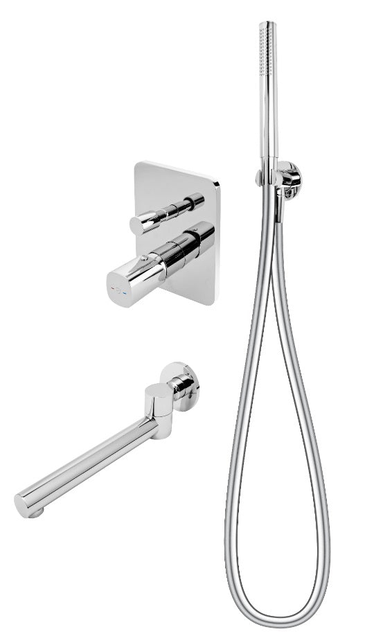 Sistem de cada si dus incastrat FDesign Meandro cu 2 functii, crom - FDSFD1-MDR-7PSET1-11