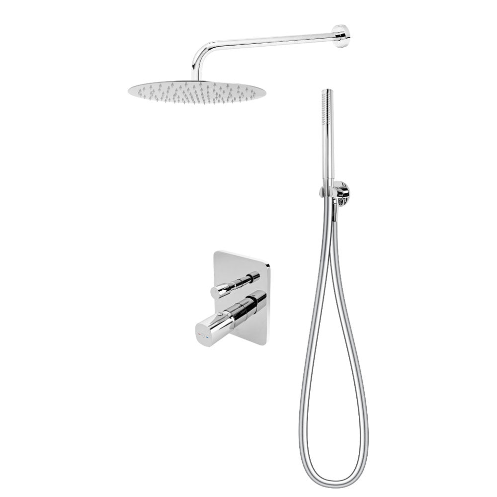 Sistem dus incastrat FDesign Meandro, 2 functii, palarie dus fixa 30 cm, brat dus 40 cm si para mobila, crom - FDSFD1-MDR-7PSET2-11
