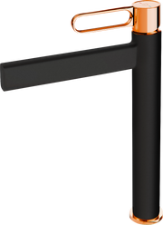 Baterie lavoar inalta FDesign Zaffiro cu ventil click-clack, negru-aur roz - FDSFD1-ZFR-2L-25