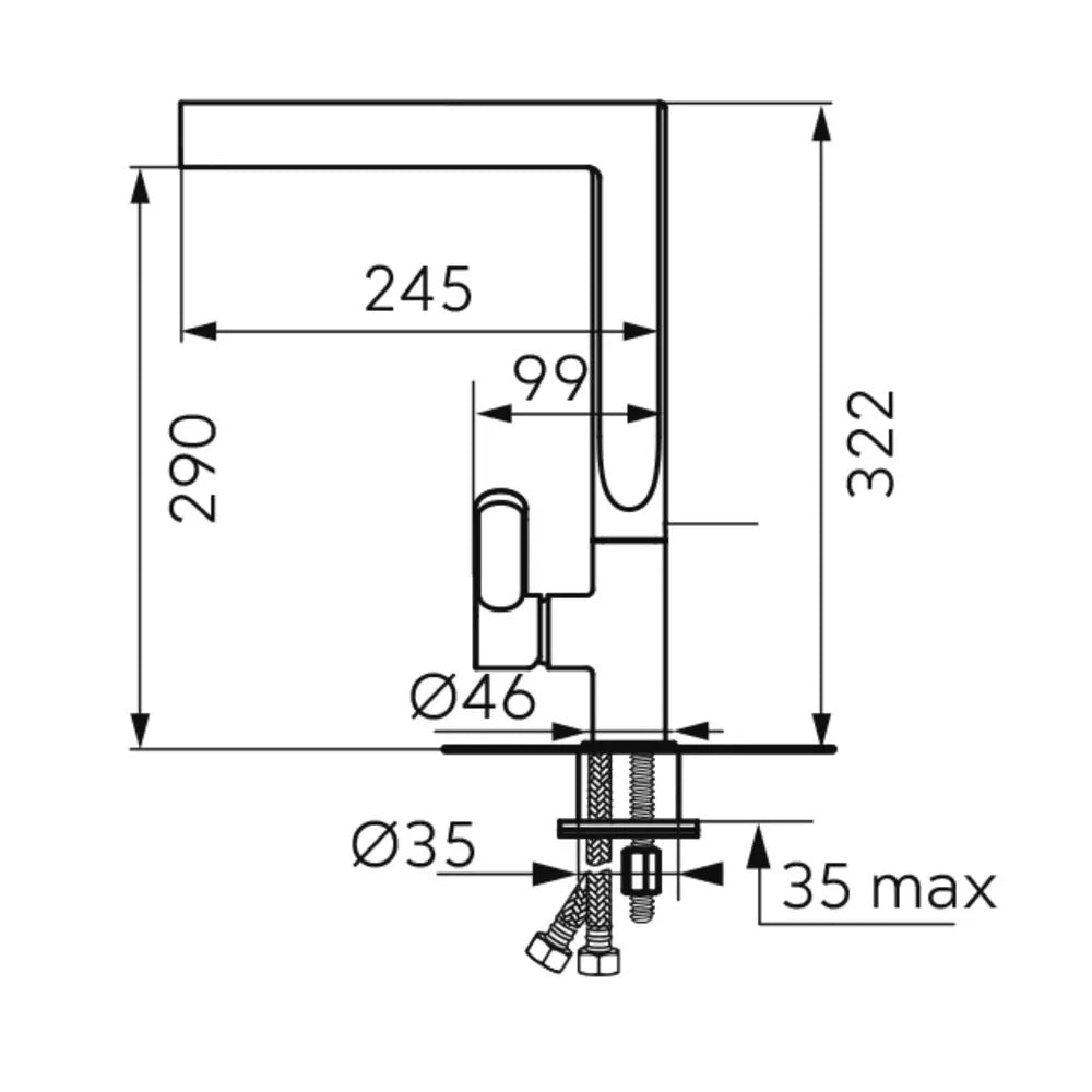 Baterie bucatarie FDesign Zaffiro, monocomanda, negru mat - FDSFD1-ZFR-4-22