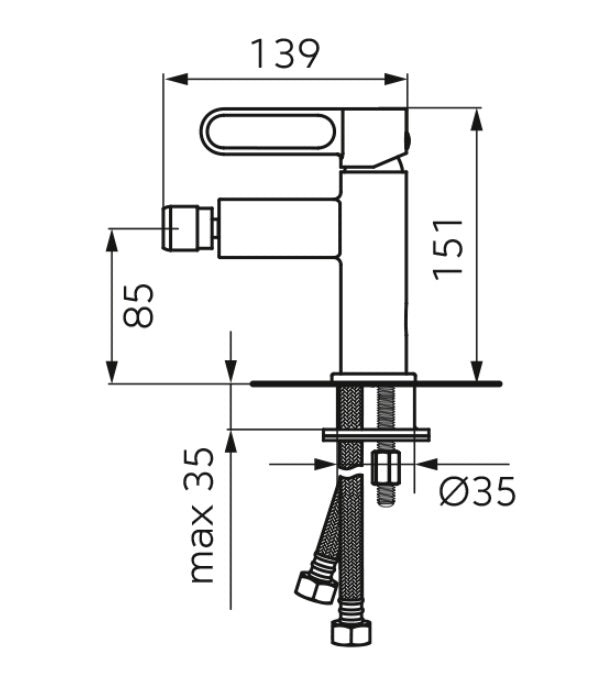 Baterie bideu FDesign Zaffiro, cu ventil, negru mat - FDSFD1-ZFR-6-22