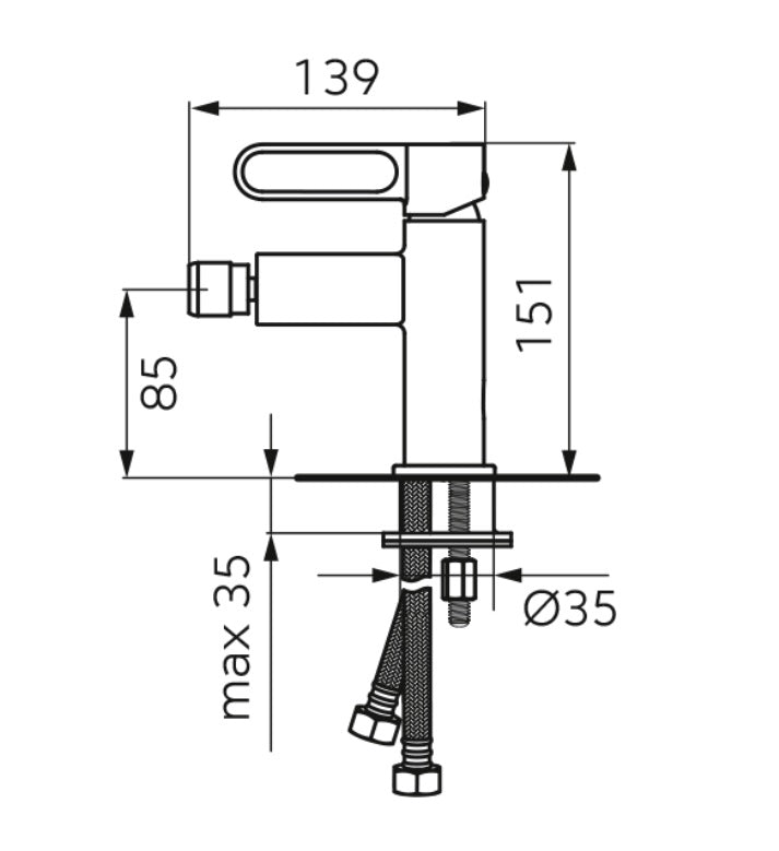 Baterie bideu FDesign Zaffiro cu ventil, negru-roz auriu - FDSFD1-ZFR-6-25