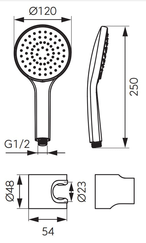 Set dus FDesign Inula cu para dus 12 cm, 1 functie, furtun si agatatoare, auriu - FDSFD2-102-55