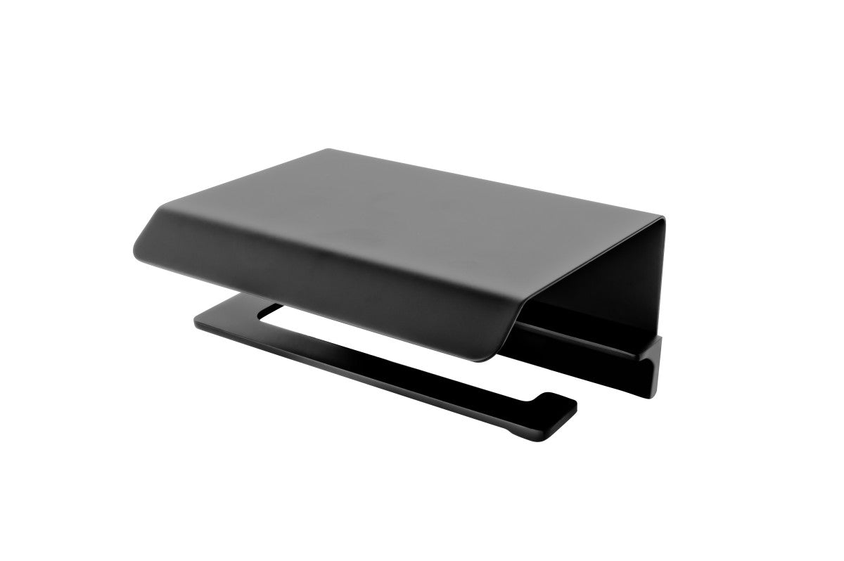 Suport hartie igienica FDesign Piazza cu raft, negru mat - FDSFD6-PZA-10-22