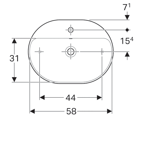 Lavoar Geberit Variform, 60x45 cm, cu preaplin si orificiu baterie, alb - GEC500.777.01.2
