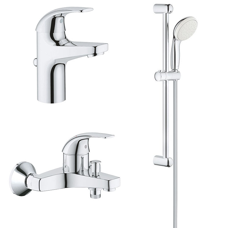 Pachet baterii baie Grohe "Family Pack", baterie cada,baterie lavoar S, set dus bara(23768000,23805000,27853001)