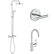Pachet: Coloana dus Grohe New Tempesta 210-27922001, Bateria lavoar Grohe Bauloop L-23763000,  Agatatoare Grohe BauCosmo-40461001
