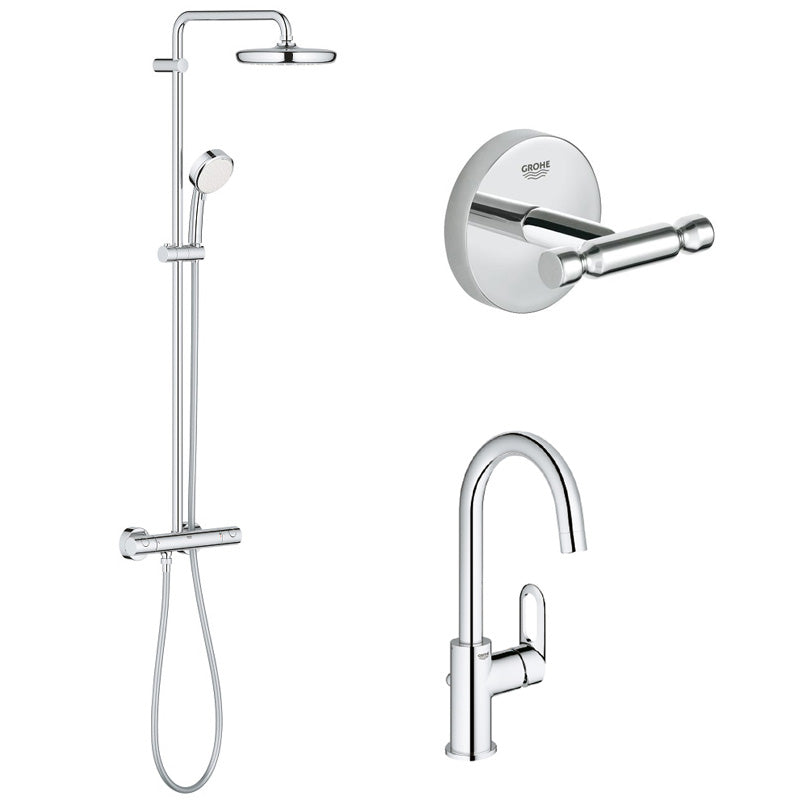 Pachet: Coloana dus Grohe New Tempesta 210-27922001, Bateria lavoar Grohe Bauloop L-23763000,  Agatatoare Grohe BauCosmo-40461001
