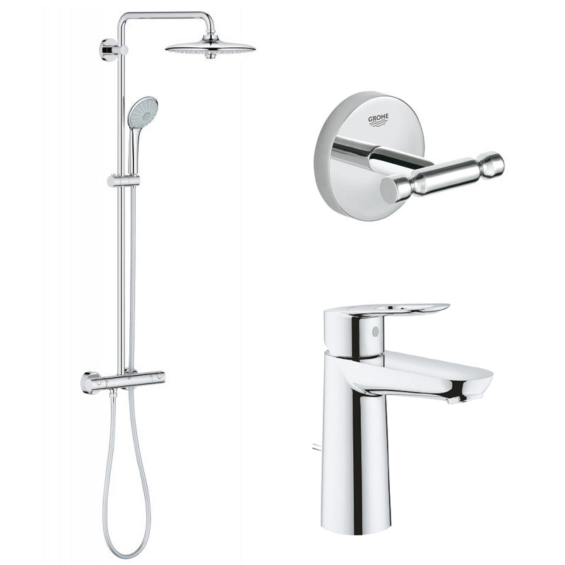Pachet: Coloana dus Grohe Euphoria 260-,Baterie lavoar Grohe Bauloop M-23762000, Agăţătoare Grohe BauCosmopolitan-40461001