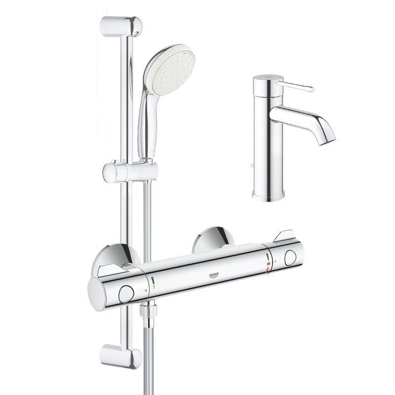 Pachet: Baterie dus Grohe Grohtherm 800 si Set dus cu bara Tempesta Mono-34565001, Baterie lavoar Grohe Essence New S size-23589001