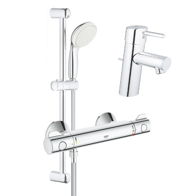 Pachet: Baterie dus Grohe Grohtherm 800 si Set dus cu bara Tempesta Mono-34565001, Baterie lavoar Concetto New Grohe-32204001