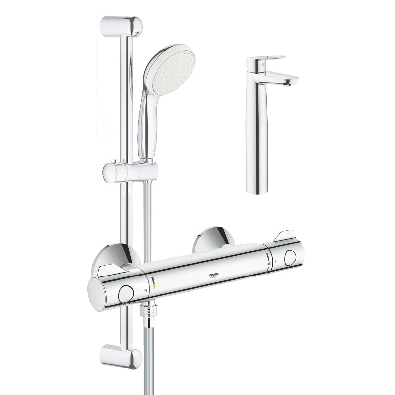 Pachet: Baterie dus Grohe Grohtherm 800 si Set dus cu bara Tempesta Mono-34565001, Baterie lavoar montare pe blat Grohe Bauloop XL size-23764000