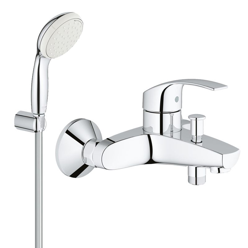 Set baterie cada Grohe Eurosmart, monocomanda, para dus inclusa, cartus ceramic, aerator, Crom-3330220A