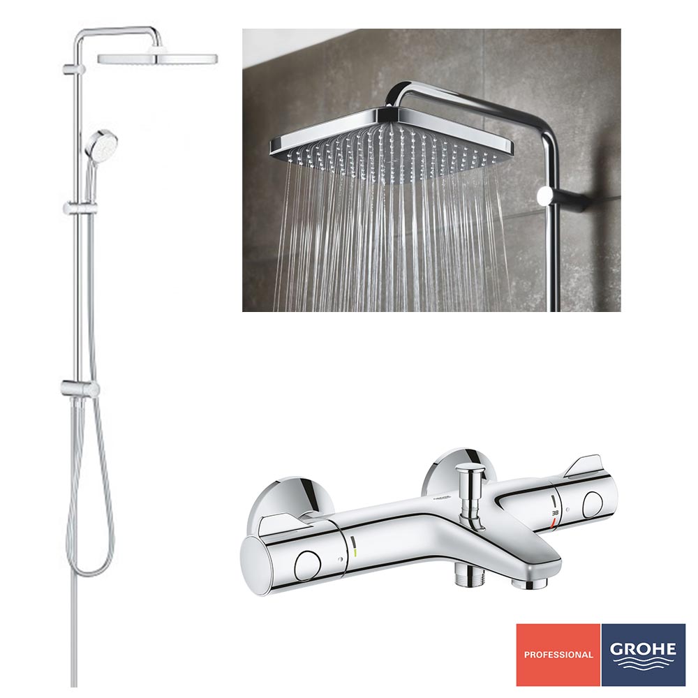 Pachet: Coloana dus Grohe Tempesta 250, baterie cada/dus Grohtherm 800 (26694000,34567000)
