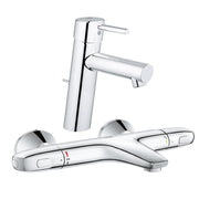 Pachet: Baterie Grohe cada/dus termostat Grohtherm 1000-34155003 + Baterie lavoar Grohe Concetto New M size-23450001