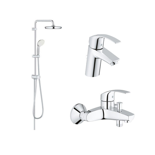Pachet: Coloana dus (26381001), baterie cada/dus (33300002), baterie lavoar Grohe Eurosmart S (33265002)