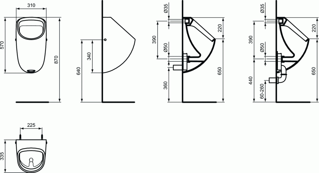 Pisoar Ideal Standard Connect, alimentare prin spate, alb - E567101