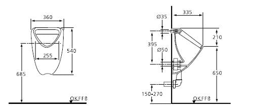 Pisoar Ideal Standard Ecco, alimentare prin spate , alb - K553801