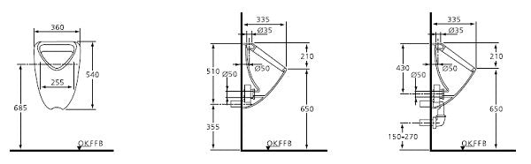 Pisoar Ideal Standard Ecco, alimentare pe sus, alb - K553901