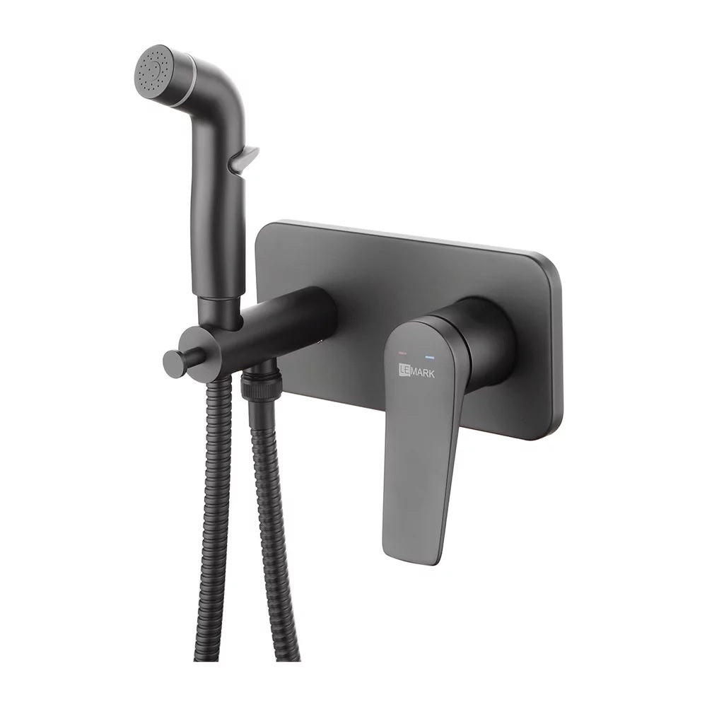 Set dus igiena intima Lemark Bronx baterie incastrata, negru mat - LM3720BL