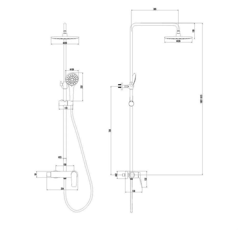 Coloana dus cu baterie monocomanda Lemark Bronx, negru mat - LM3760BL