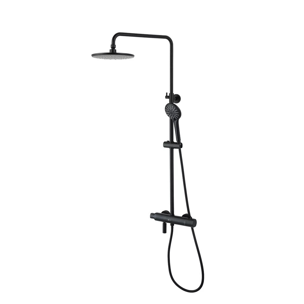 Coloana dus cu baterie termostatata Lemark Bronx, pipa cada, negru mat - LM3772BL
