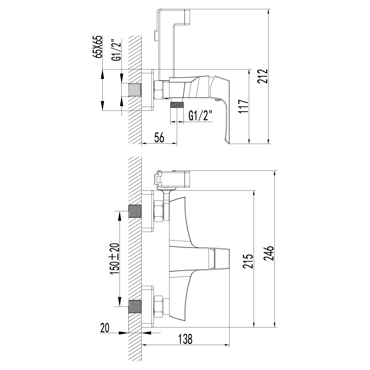 Baterie dus Igienic Lemark, cu set dus, crom - LM4518C-EU