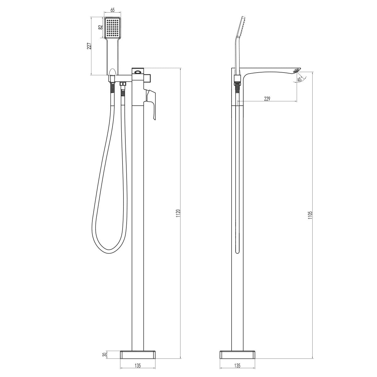 Bateria cada Lemark Unit, fixare podea, crom -