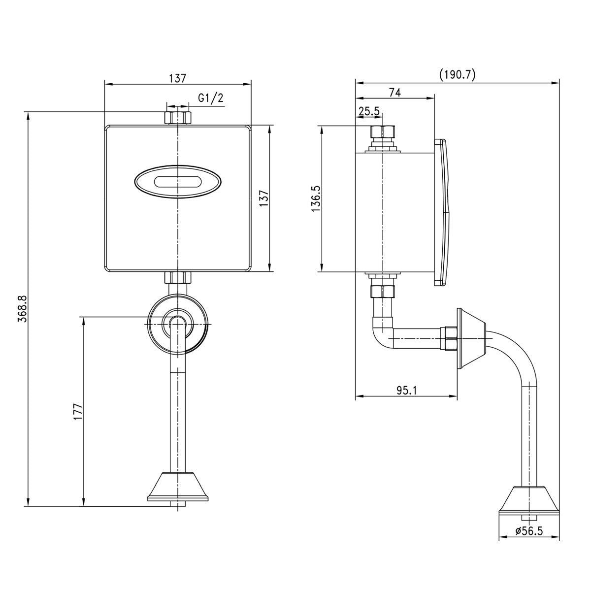 Aparat spalare pisoar Lemark Project, pe sensor - LM4657CE
