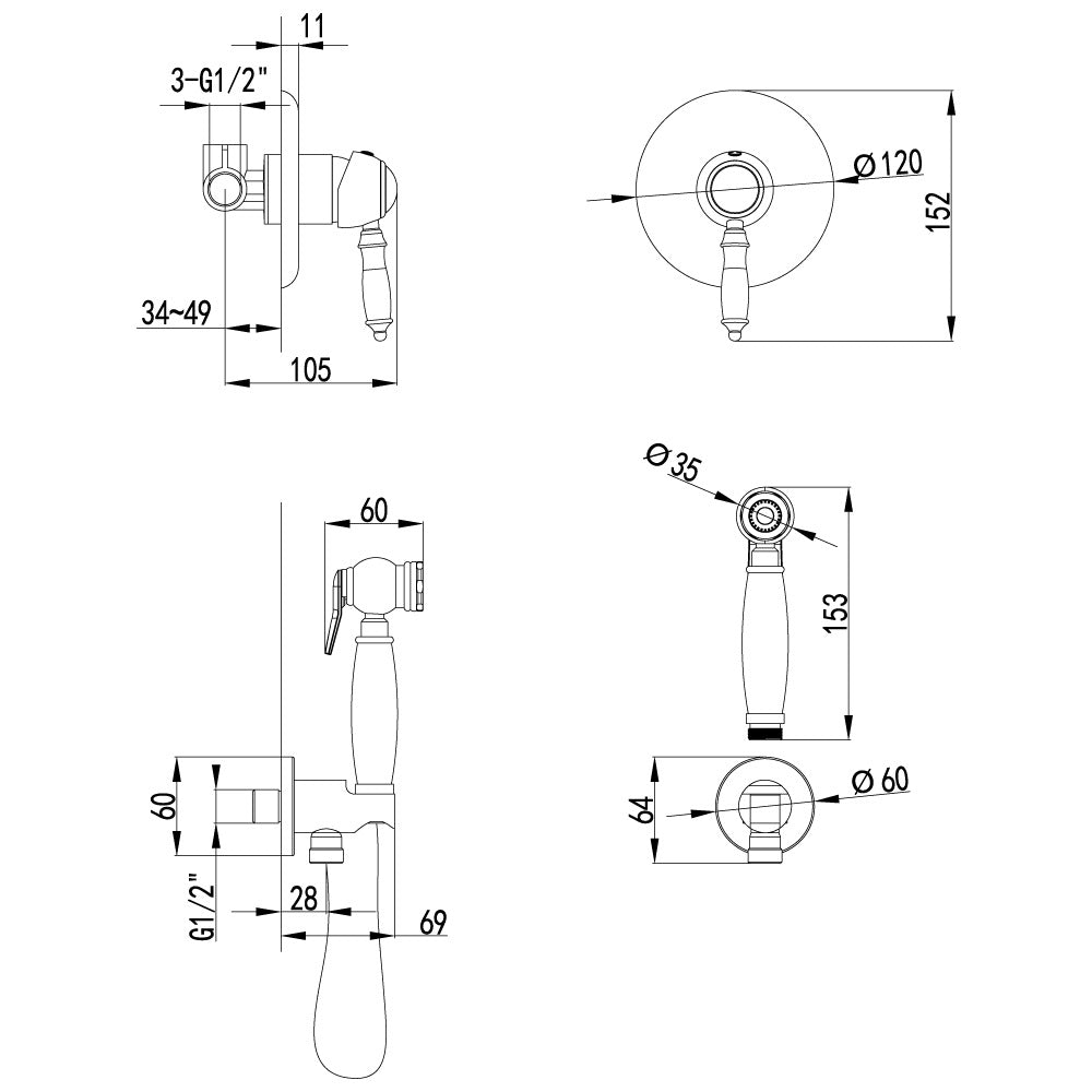 Baterie dus Igienic Lemark, crom - LM4819C-EU