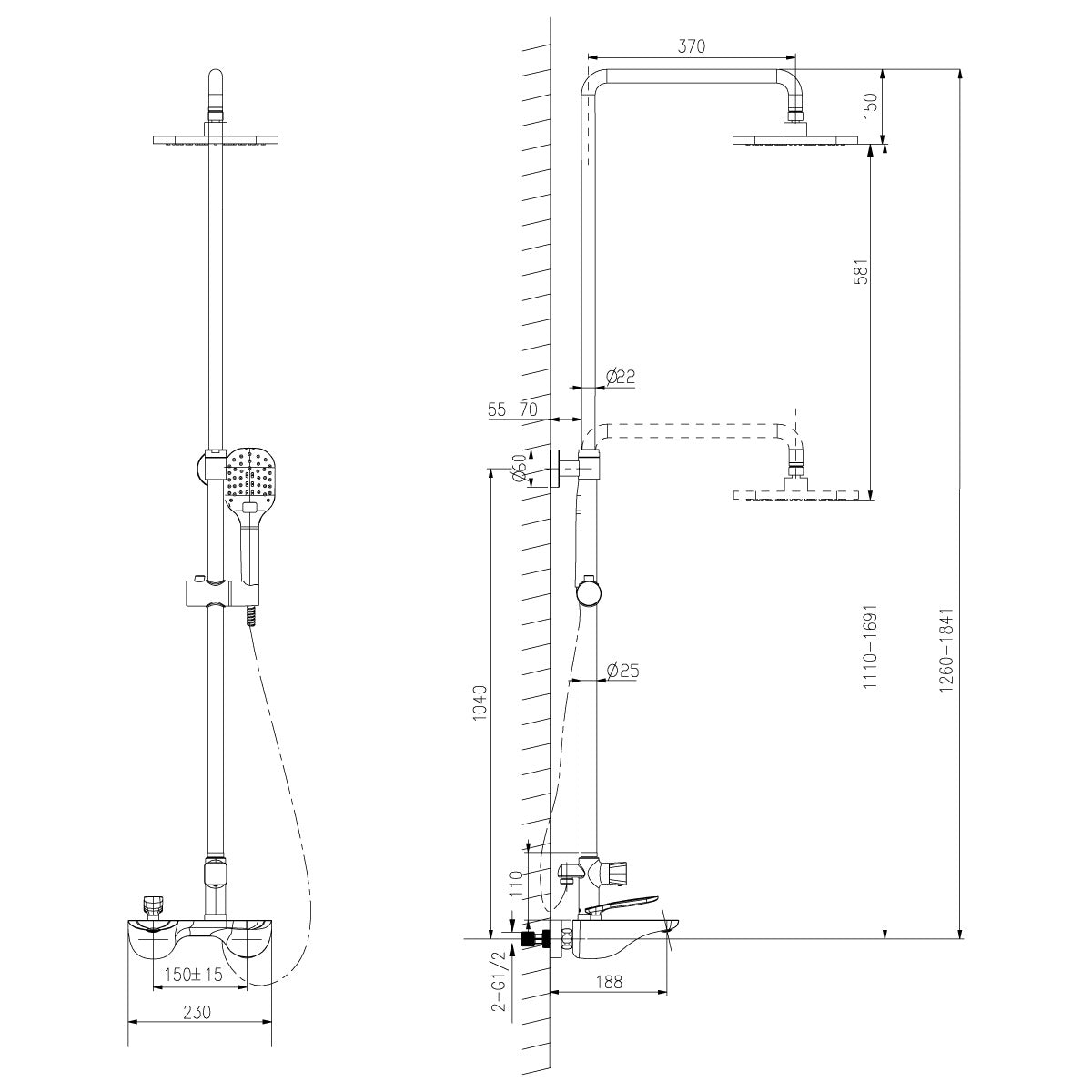 Coloana dus Lemark Bellario, crom - LM6862C-EU