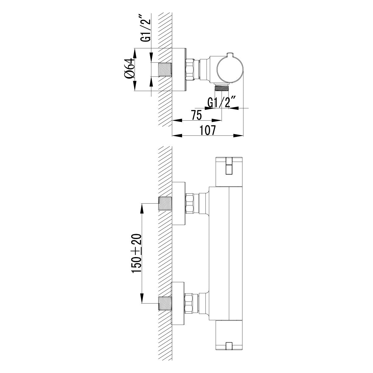 Baterie dus termostatata Lemark Yeti, crom - LM7833C-EU