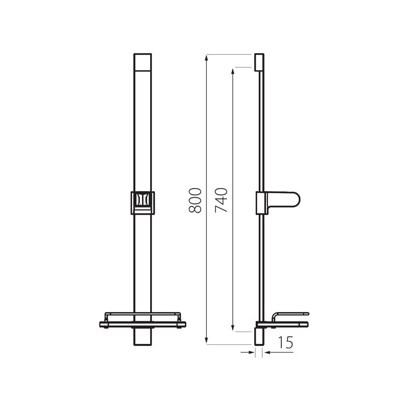 Set dus Ferro Quadro, cu bara de 80 cm si cap dus mobil, crom - N110