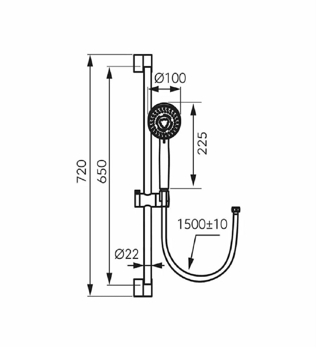 Set dus Ferro Horn, bara 65 cm, negru mat - N370BL-B