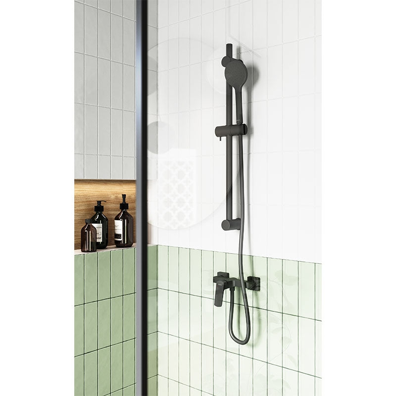 Set dus Ferro Phila, cu bara 70 cm, suport culisant si furtun, negru mat - N375BL-B