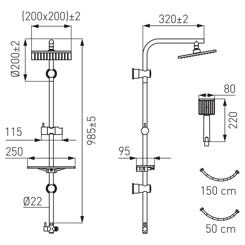 Coloana dus Ferro Amiga VerdeLine, crom - NP26VL