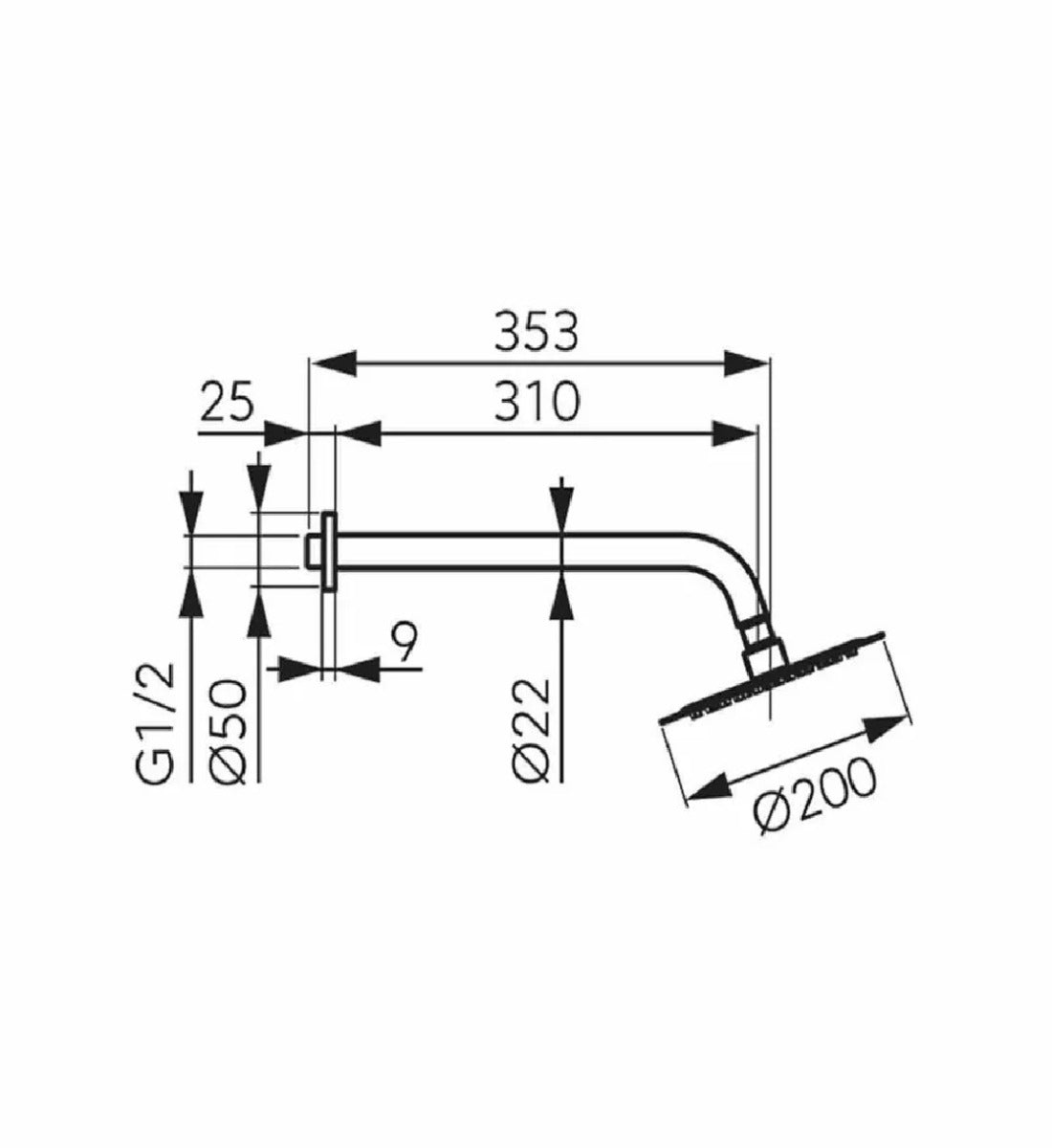 Dus Fix Ferro Slimline, cu brat  200 mm, crom - NPT11