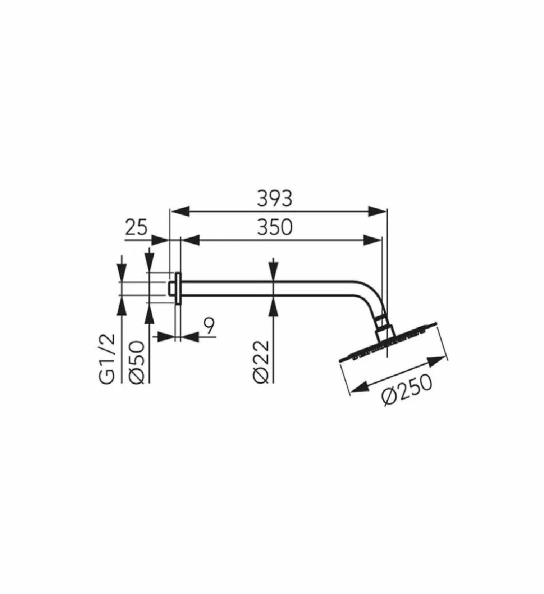 Dus fix Ferro Slimline 250 mm, crom - NPT13