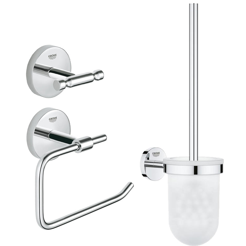 Set accesorii baie Grohe BauCity 3 in 1, perie wc (40463001) , suport hartie igienica(40457001), cuier prosop dublu (40461001)