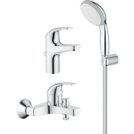 Pachet baterii baie 3 in 1 Grohe ( baterie cada, baterie lavoar, set dus cu porter,furtun dus 1.25m(23805000,23768000,27799001)
