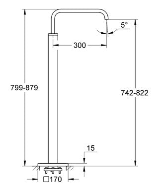 Pipa cada montare pe podea Grohe Allure-13218000
