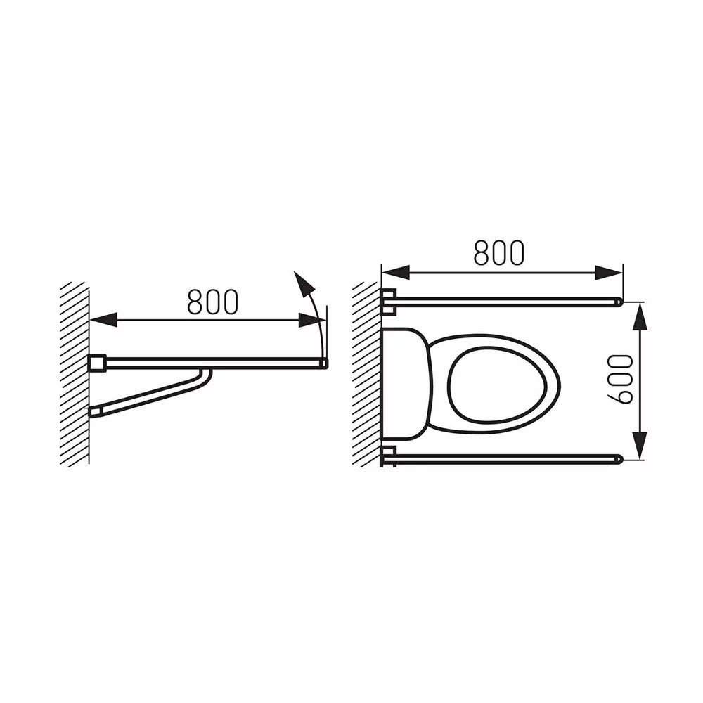 Bara sustinere Ferro Metalia Help 80 cm, rabatabil, alb - R66800.11